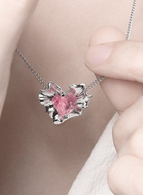 通体纯银多巴胺不规则爱心项链