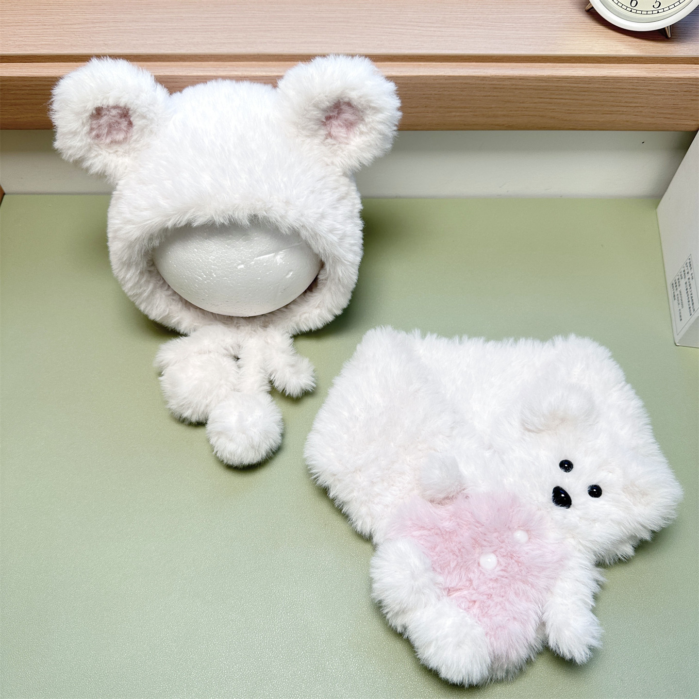 手工diy编织小熊帽子围巾钩针款皮草线冬季保暖毛茸茸护耳帽围脖,淘宝优惠券,粉丝福利购,淘宝优惠卷