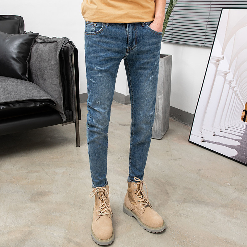 春夏九分裤修身男士弹力牛仔裤 jiangyifan牛仔裤