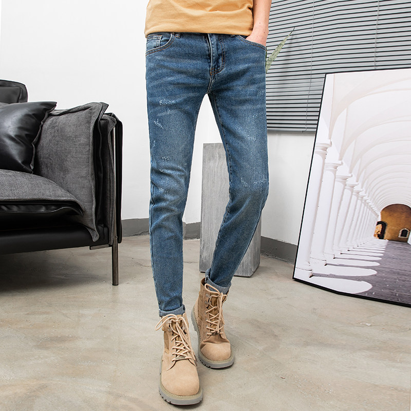 春夏九分裤修身男士弹力牛仔裤 jiangyifan牛仔裤