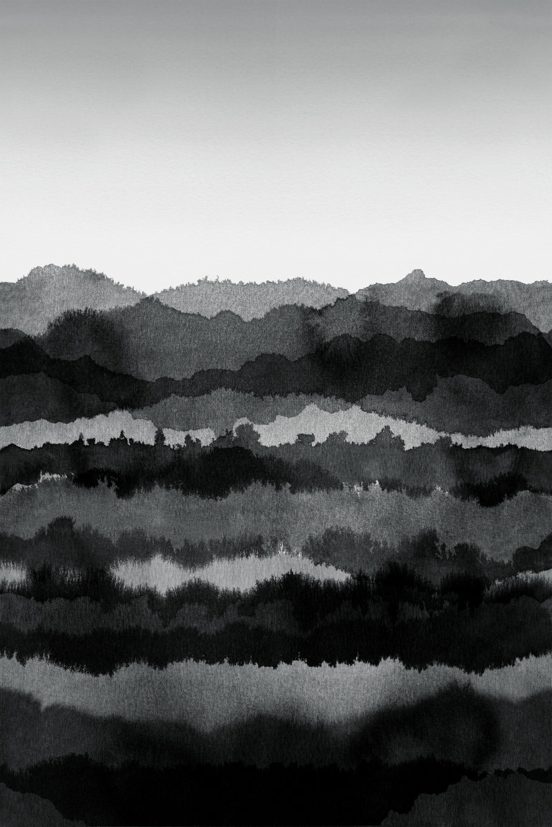 个性定制壁画现代时尚黑白蓝色线条水墨山水画无缝墙布壁布定做,淘宝优惠券,粉丝福利购,淘宝优惠卷