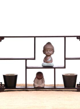 红木博古架小型多宝阁中式迷你摆件鸡翅实木茶杯沙弥小摆件展示架