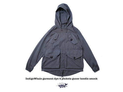 IndigoWhale 四袋套头美式复古帆布帽衫立体大口袋Guner Smock - 图0