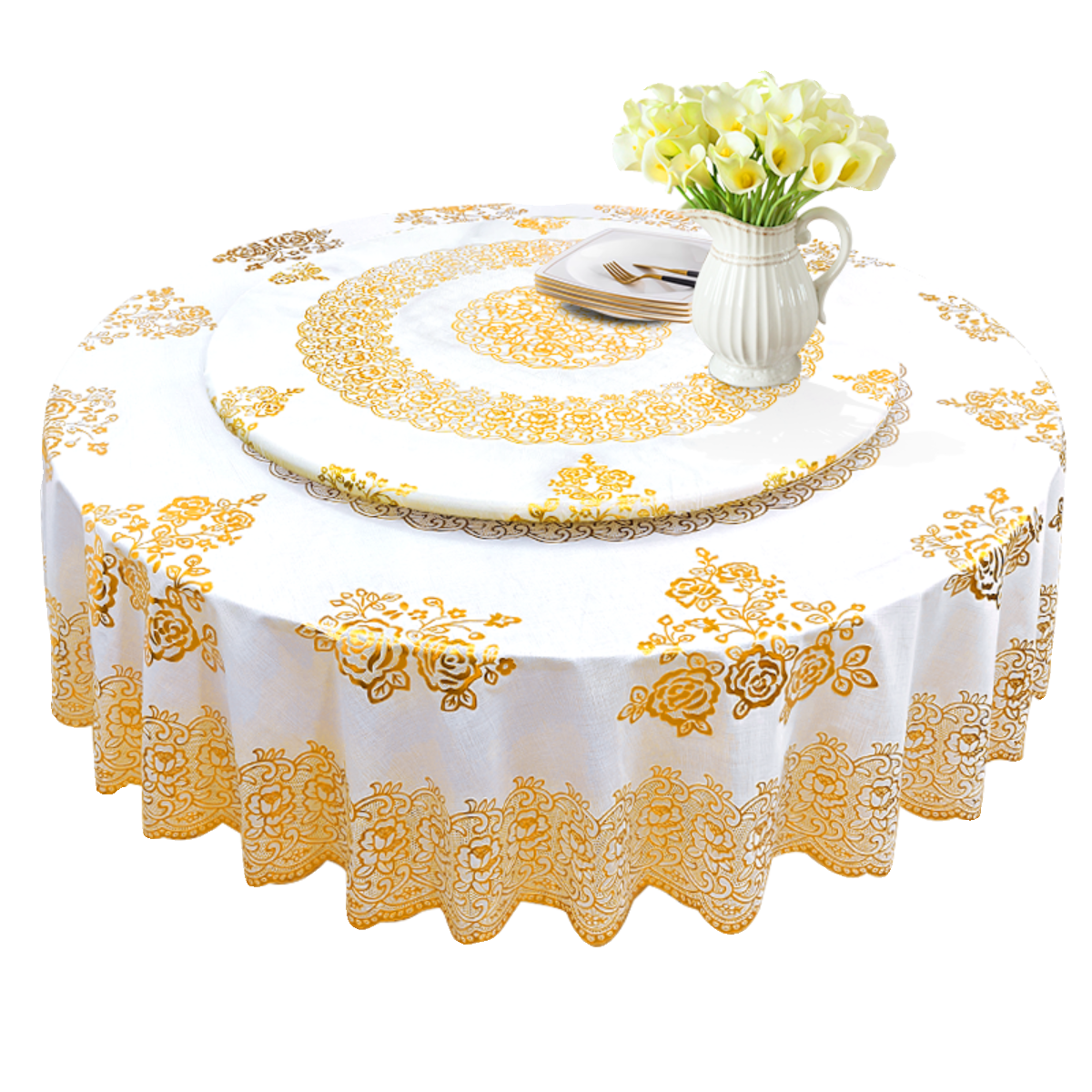 圆桌布防水防油免洗pvc家用防烫中式大圆形餐桌布带转盘饭店台布,淘宝优惠券,粉丝福利购,淘宝优惠卷