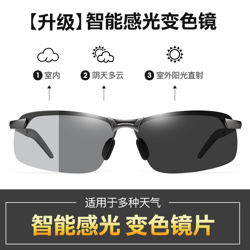 桓基眼镜专营店夜视太阳镜男开车专用日夜两用偏光驾驶司机墨镜感光变色眼镜钓鱼0