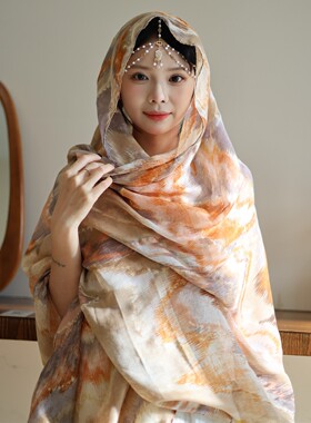 中国风女士烫金春夏围巾防晒披肩