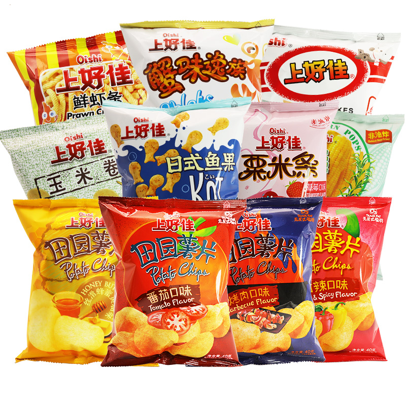 上好佳鲜虾片虾条薯片洋葱圈零食大礼包解馋小吃怀旧休闲食品批发 - 图0