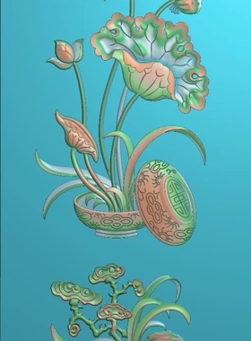 精雕图花鸟 花鸟博古5 门板东阳木雕工艺品挂件挂屏扫描精雕图