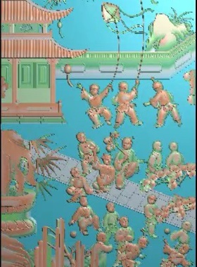 精雕图 百子顶箱柜0563 人物东阳木雕工艺品挂件挂屏屏风家具手工