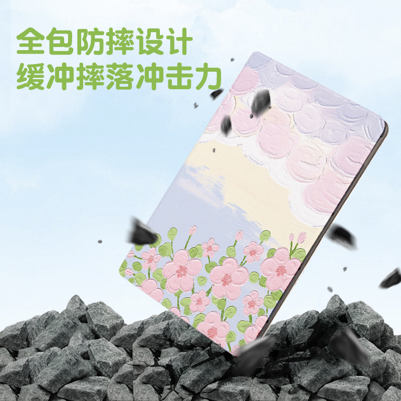 适用三星A9平板保护套A8新款10.5英寸A7保护壳TabA7lite8.7全包防摔samsung Galaxy Tab A9+11寸十可爱油画花 - 图3