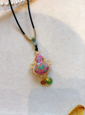 【成品】纯手工双面葫芦挂坠非遗宋锦真丝项链百搭小众高级感配饰