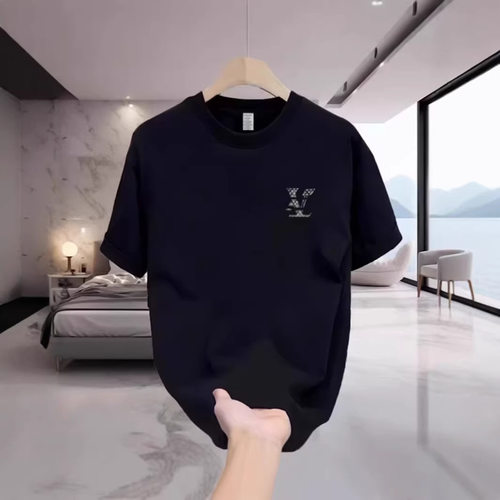 【高品质男装】情侣短袖T恤百搭宽松极简印花创意设计图潮牌上衣 - 图0