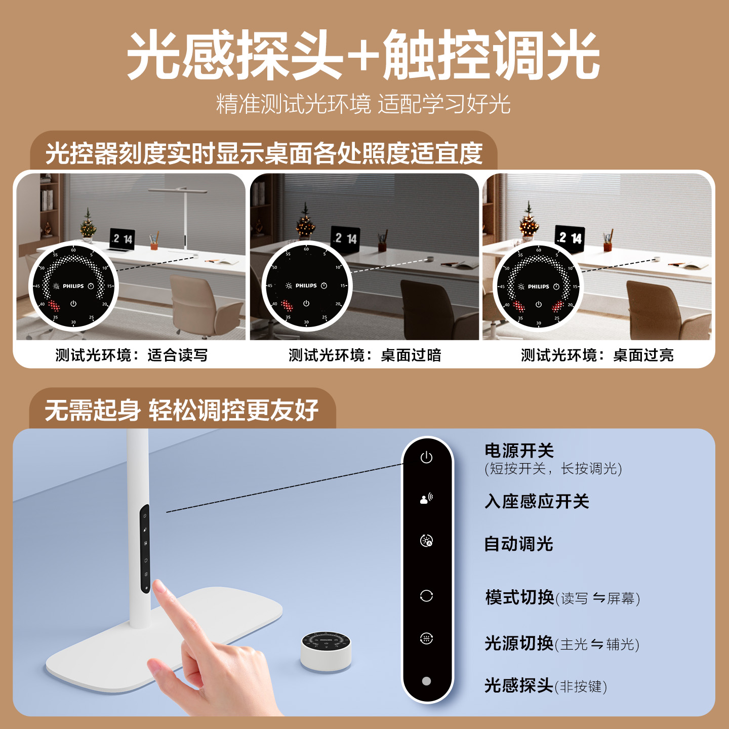 【补全国】飞利浦A4L护眼阅读台灯智能儿童学习桌面台式大路灯