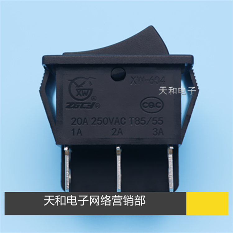 KCD4 XW-604 4脚2档 6脚3档黑色带灯绿红色双刀电源船型开关-图0