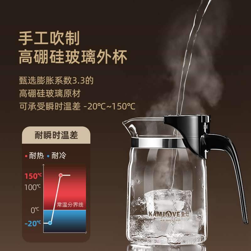 金灶K-208玻璃茶壶飘逸杯泡茶壶茶具泡茶神器过滤杯洗茶器花茶壶 - 图2