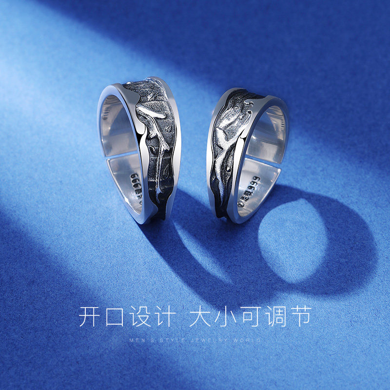 原创设计「鲸鹿」情侣一对女纯银戒指 翼力戒指/指环