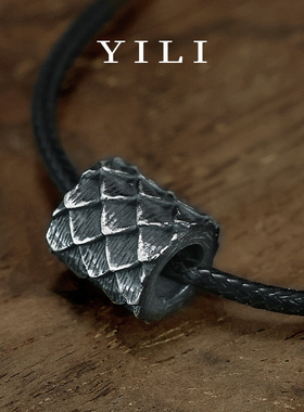 纯银鳞甲可转动男原创吊坠