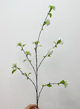 样板房花房简约自然仿真花小手球雪柳枝条客厅酒店售楼部大堂摆件