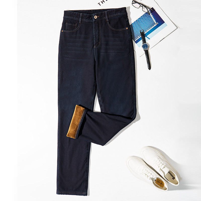 捷纯休闲冬季双层加绒加厚牛仔裤男直筒裤大码宽松长裤弹力保暖裤,淘宝优惠券,粉丝福利购,淘宝优惠卷