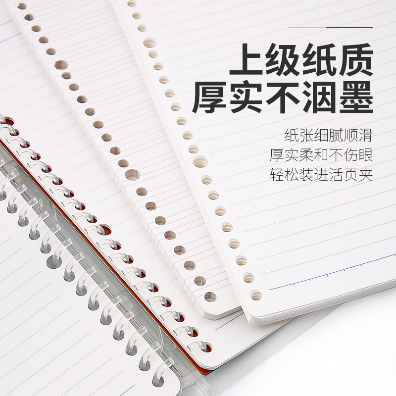 日本KOKUYO国誉进口活页替芯活页纸20孔/26孔方格横线点线空白笔记本内页活页夹活页本内芯替换芯837S-5-图1