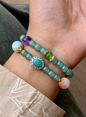 天然危料蓝水翡翠手链女