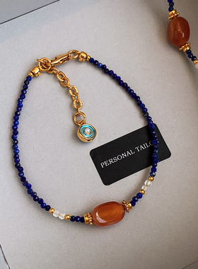 极细天然青金石手链女