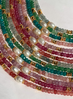 粉色水晶天然巴洛克珍珠项链