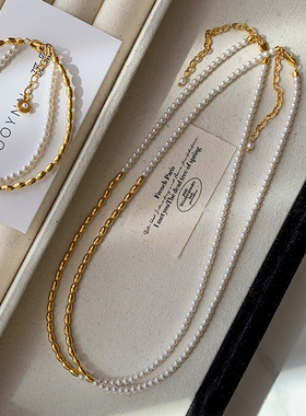 双层珍珠项链女款轻奢小众