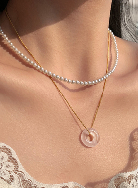 925纯银平安扣绿色玉石项链女