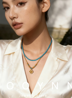 新中式钻石四叶草项链女