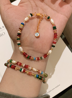 天然石淡水珍珠欧美手链女