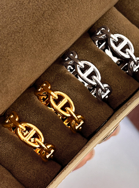 老钱风猪鼻子金色银色戒指女