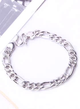 999纯银网红马鞭手链男纯银大气中国风潮人银饰