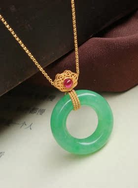 A货18k金镶嵌时尚流行宝石吊坠