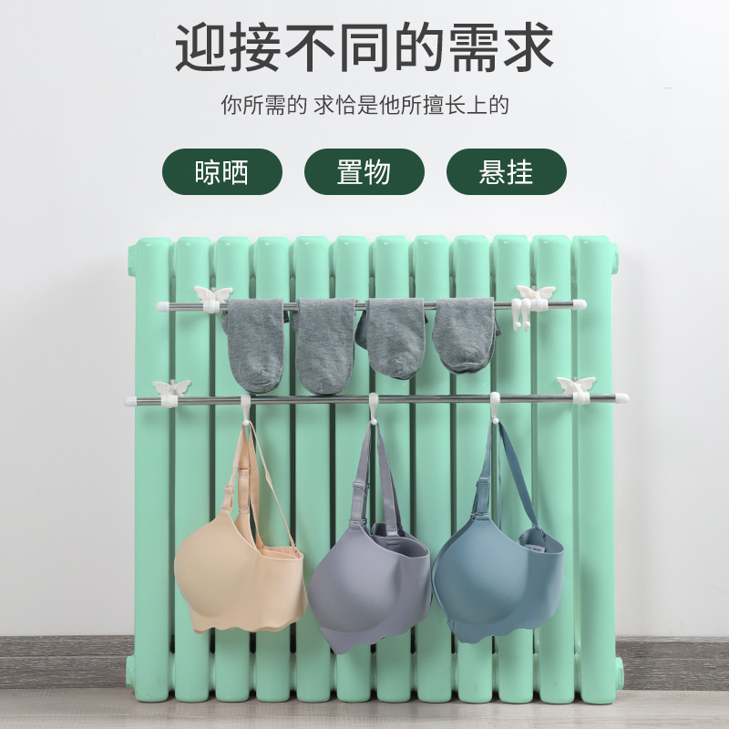 暖气片晾衣架散热器置物架暖气上专用毛巾杆不锈钢管挂钩挂衣神器 - 图3