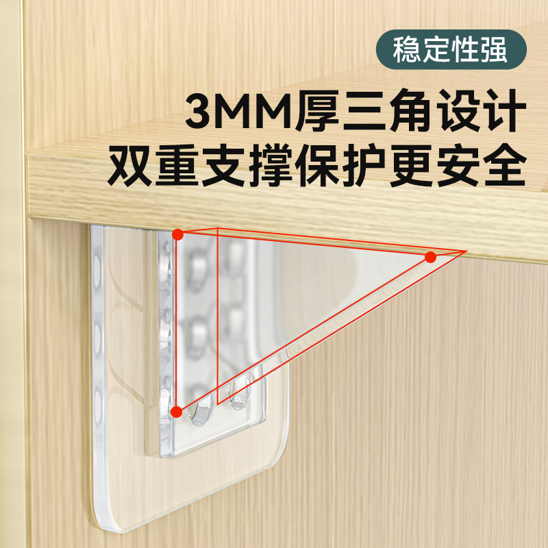 隔板托免打孔固定器层板托衣柜分层直角柜子卡扣固定托三角支撑架 - 图2