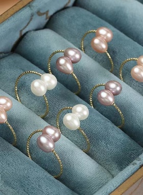 天然淡水珍珠简约可调节戒指