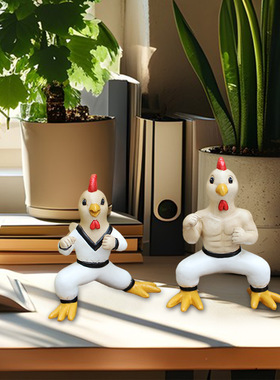 两只战斗鸡摆件家居装饰品