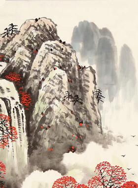 万山红遍名家字画 王万泉原创手绘写意山水画办公室 客厅装饰字画