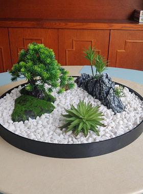 餐桌中间转盘摆花微景观台面摆件