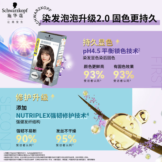 施华蔻染发膏泡泡染发剂自己在家染膏泡沫女黑茶色树莓红显白官方