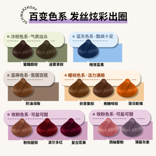 施华蔻染发膏泡泡染发剂自己在家染发泡沫新年显白潮色黑茶色2盒 - 图3