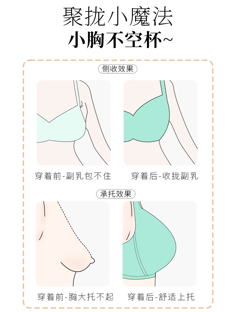 荷韵阁旗舰店调整型内衣女小胸聚拢薄款收副乳胸罩性感蕾丝文胸日系bra套装1