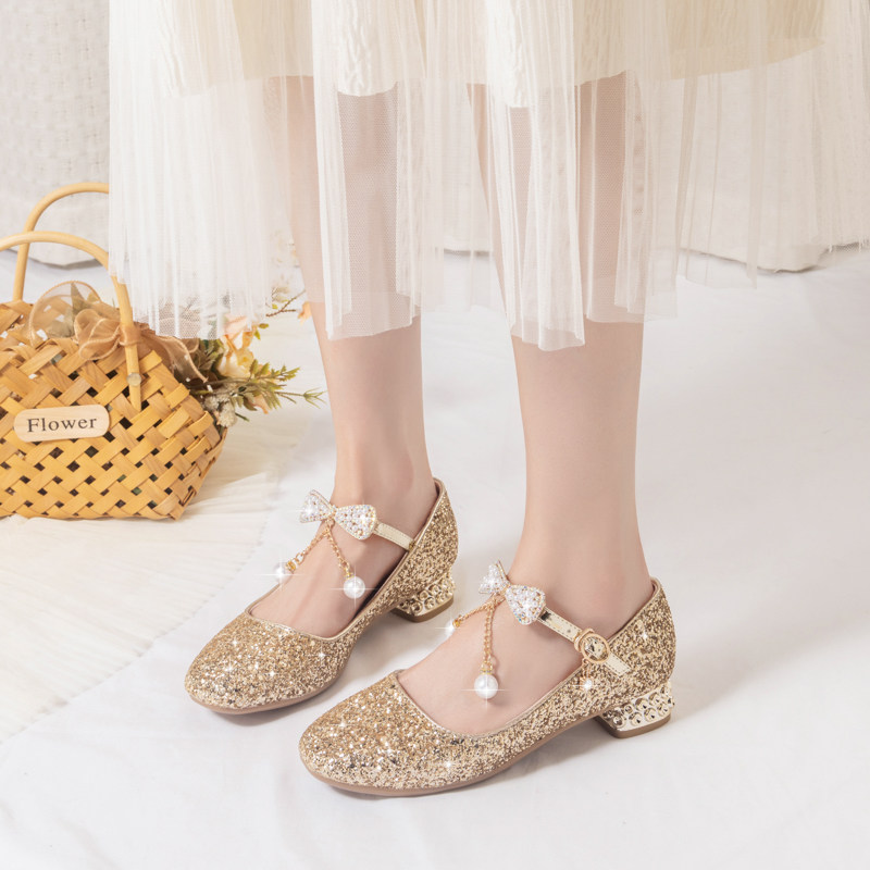 女童公主鞋2025春秋礼服钢琴表演出鞋儿童高跟女孩走秀鞋白色皮鞋,淘宝优惠券,粉丝福利购,淘宝优惠卷