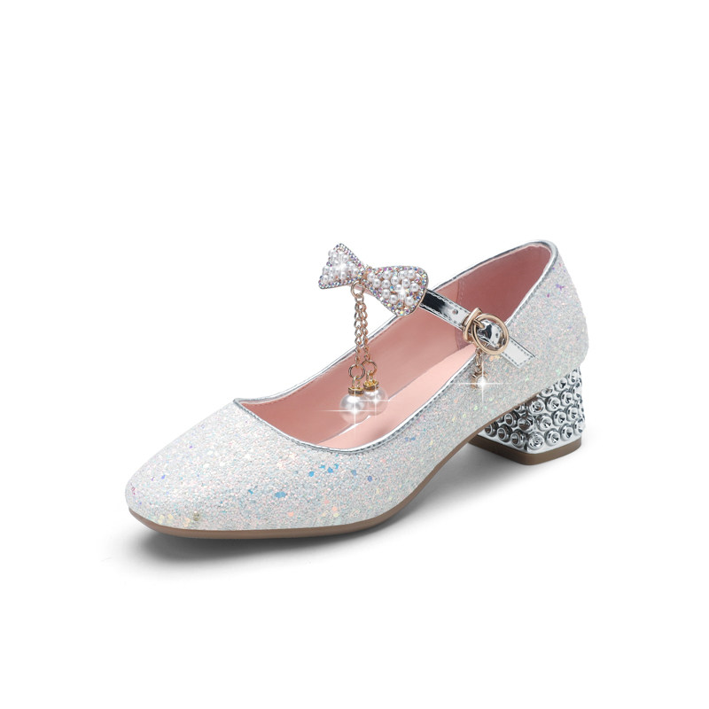 女童公主鞋2025春秋礼服钢琴表演出鞋儿童高跟女孩走秀鞋白色皮鞋,淘宝优惠券,粉丝福利购,淘宝优惠卷