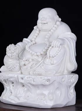 白瓷大肚佛弥勒佛笑佛摆件陶瓷佛像瓷器礼品家居客厅摆设工艺品