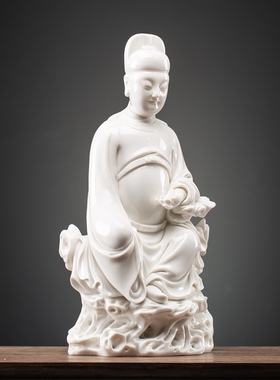 何朝宗德化白瓷文昌帝君陶瓷神像文曲星君客厅居家书房书桌摆件