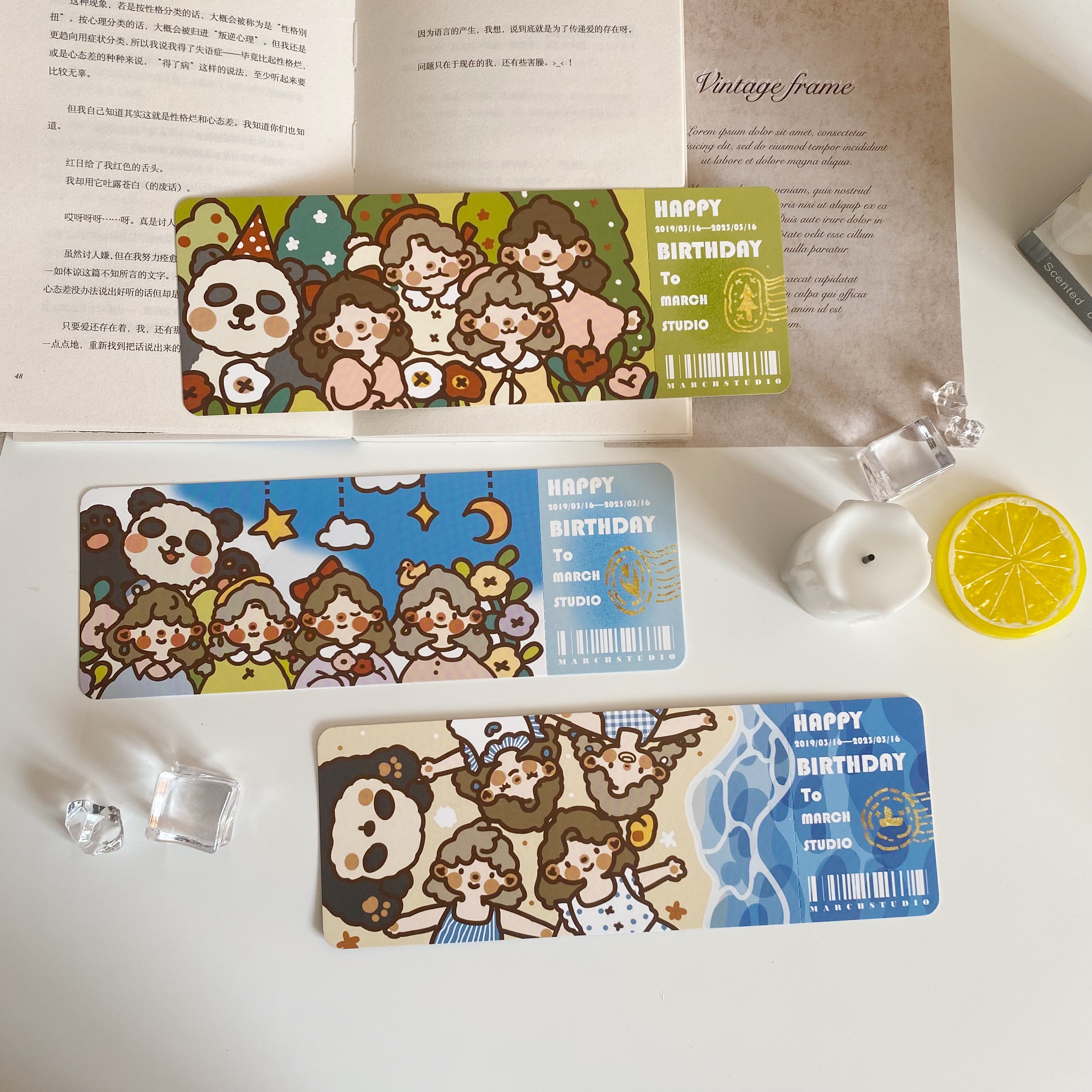 「四周年纪念」带着熊猫去旅行丨机票副券可撕卡通三月原创明信片-图3