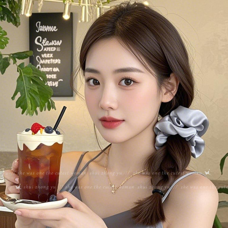 法式缎面大肠发圈女2025新款高级感扎头马尾皮筋发绳头花头绳发饰,淘宝优惠券,粉丝福利购,淘宝优惠卷