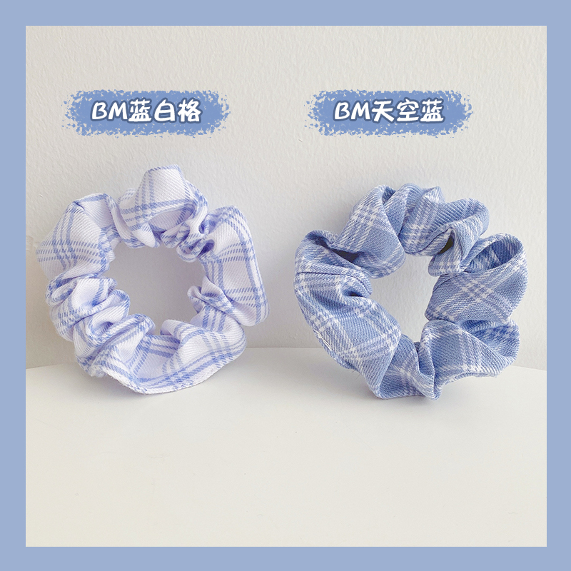 克莱因蓝肥肠大肠发圈头绳森系发绳橡皮筋女扎头简约头花饰品韩国 - 图3